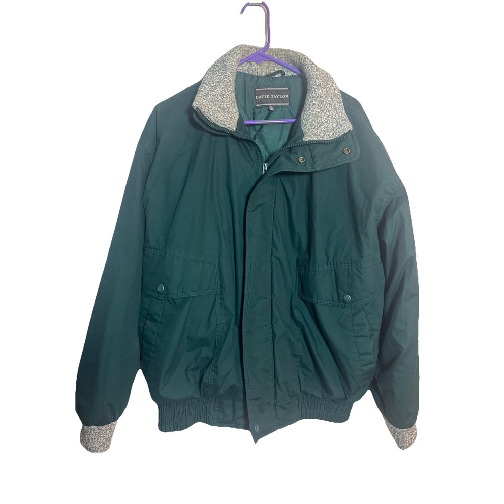 Vintage David Taylor Men's Green‎ Bomber Winter Jacket Coat Sherpa Collar Size M